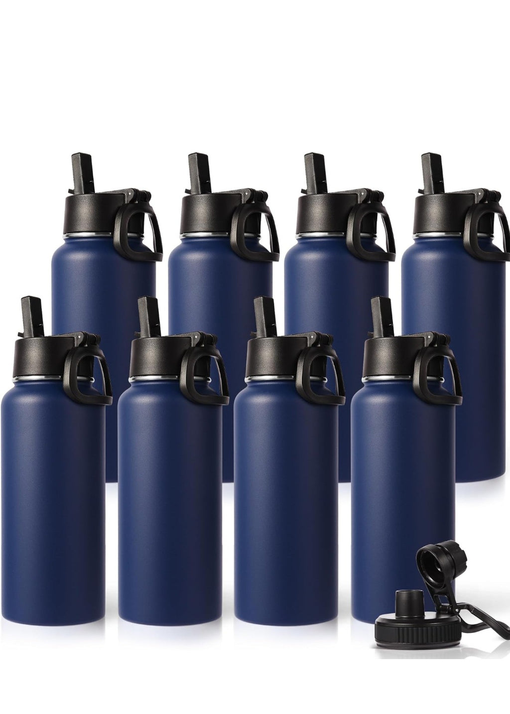 32 oz Water Bottle with 2 Lids- Round Logo