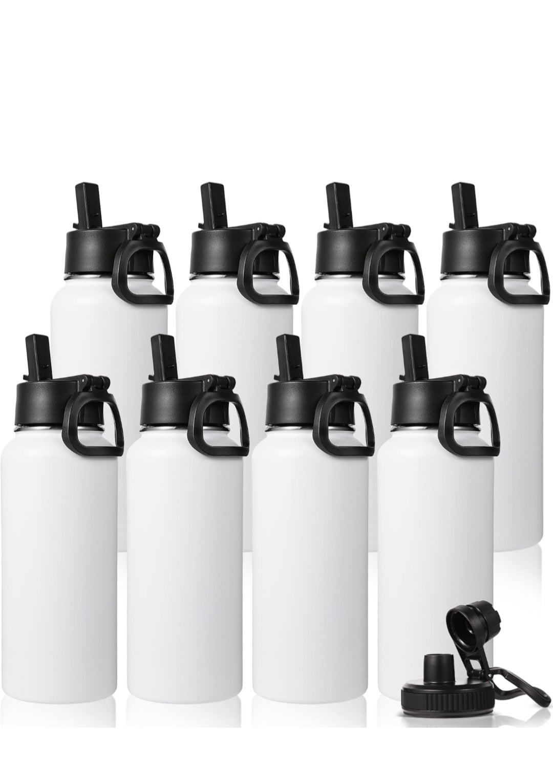 32 oz Water Bottle with 2 Lids- rectangle Logo